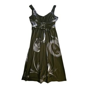 Bisou Bisou Michele Bohbot Black Summer Cocktail Dress Rhinestone Belt Size 16